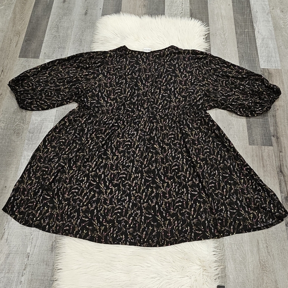 Ava & Viv Floral Baby Doll Balloon 3/4 Long sleeve Stretch Knee Lenght Dress - Picture 5 of 8